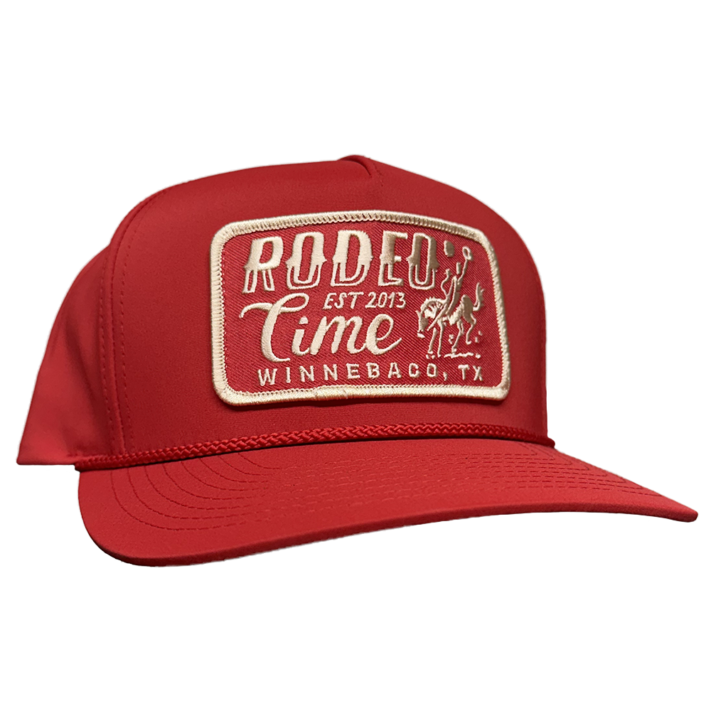 Red Rodeo Time Bronc Rope Cap
