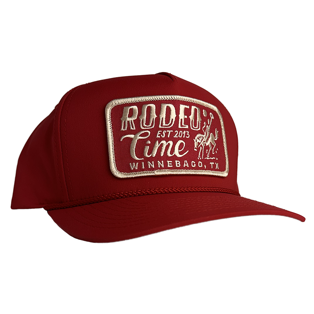Red Rodeo Time Bronc Rope Cap