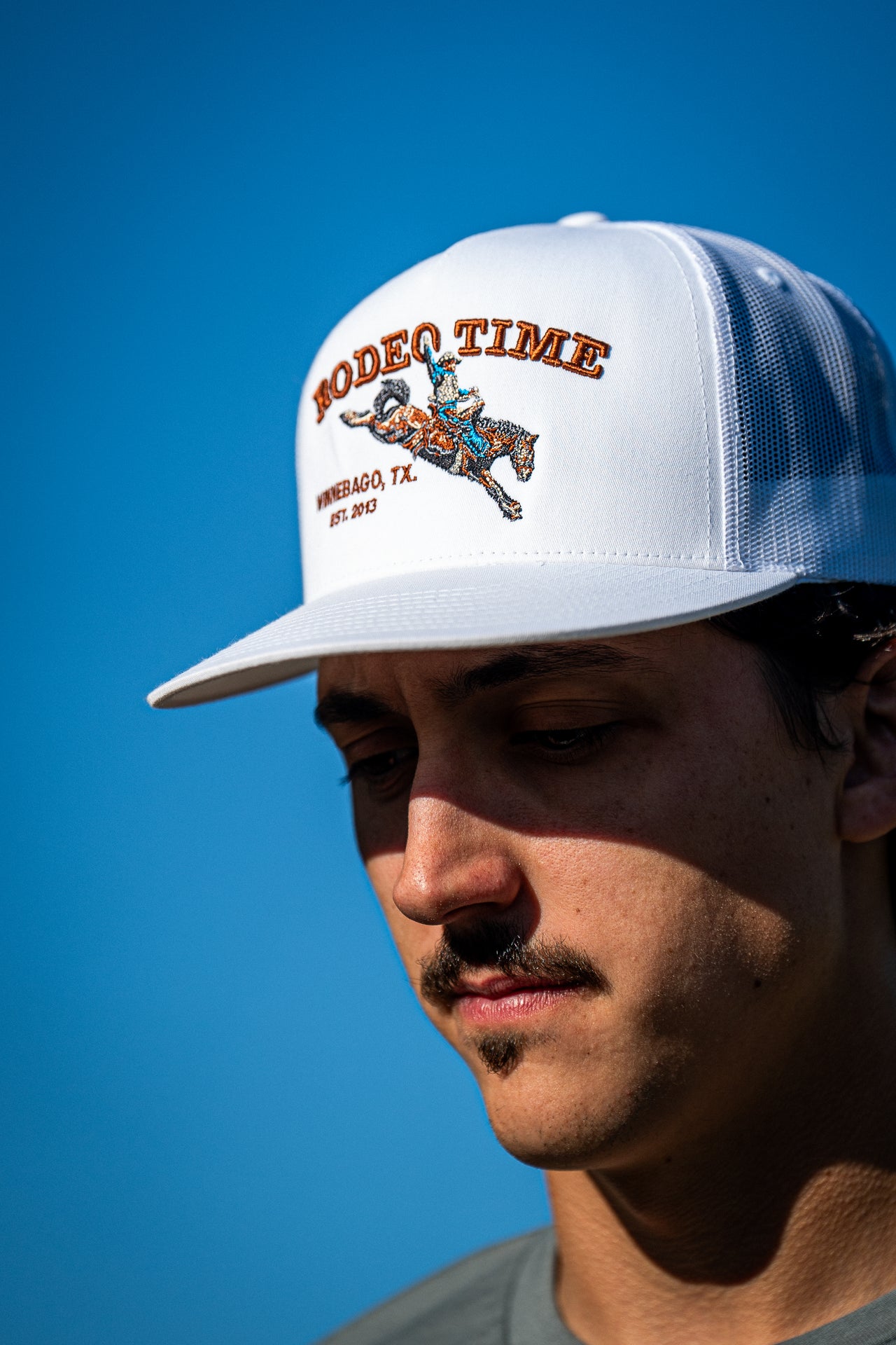 White Rodeo Time Bronc Cap