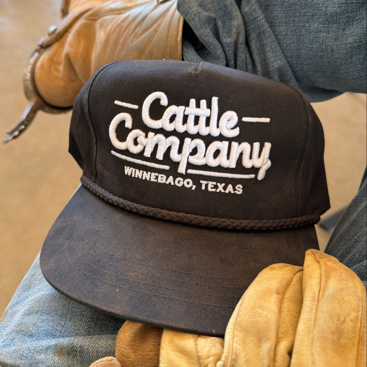 Cattle Company Black Rope Cap