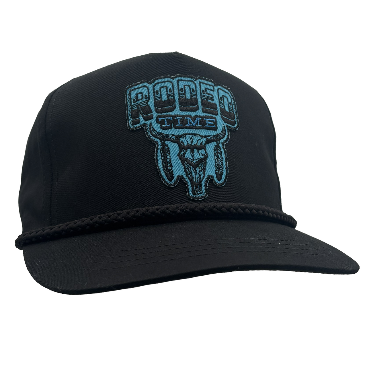 Black Rodeo Time Skull Rope Cap