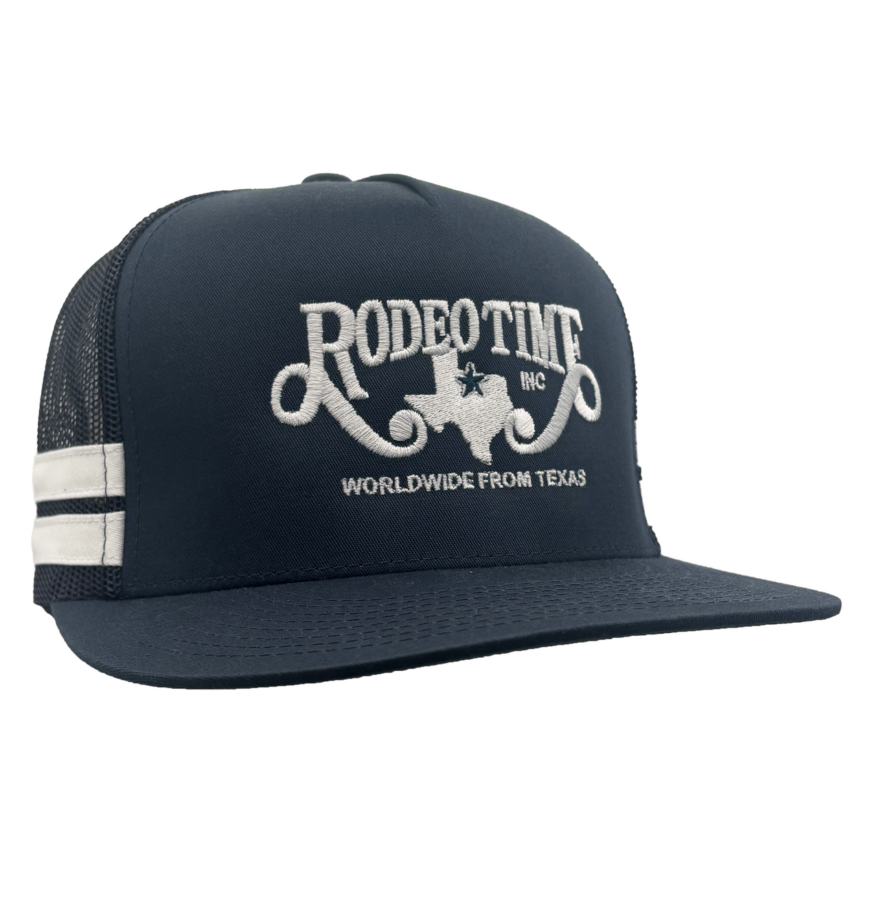 Worldwide Navy & White Stripe Meshback
