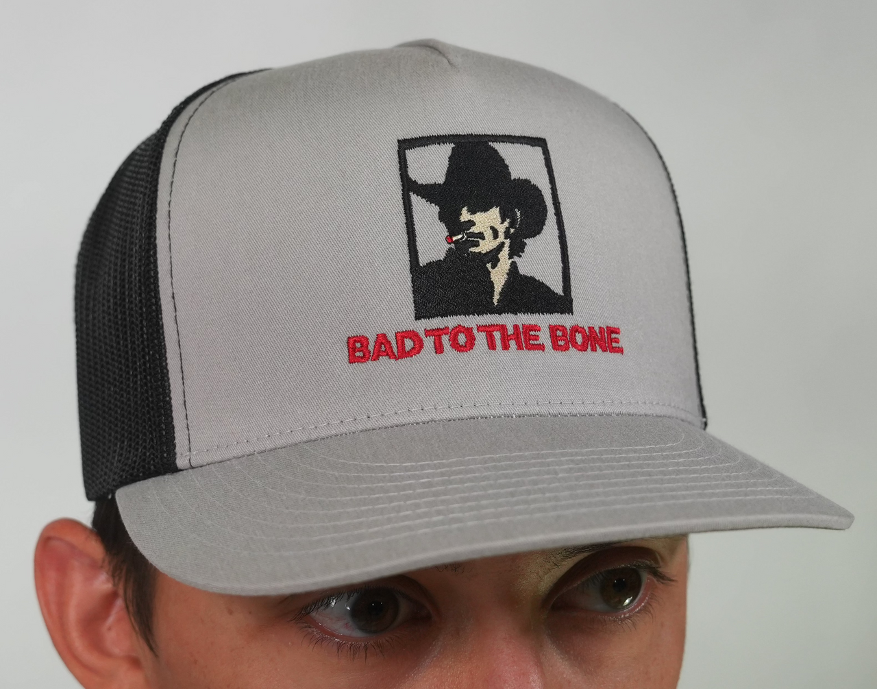 JB Bad to the Bone Light Grey & Black Meshback