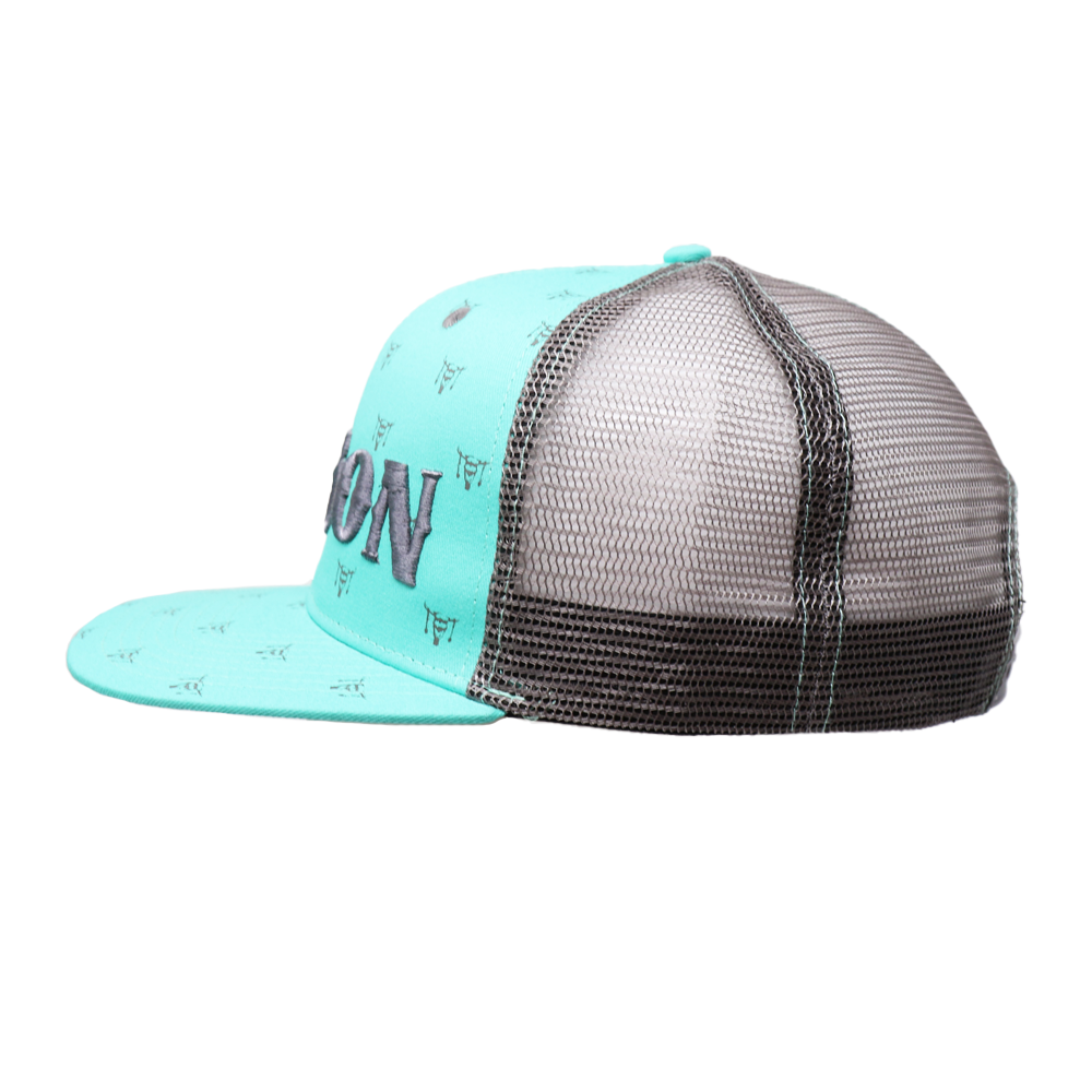 Ol' Son Light Green Mesh Skull Print Flatbill Ol' Son Light Green Mesh Skull Print Flatbill
