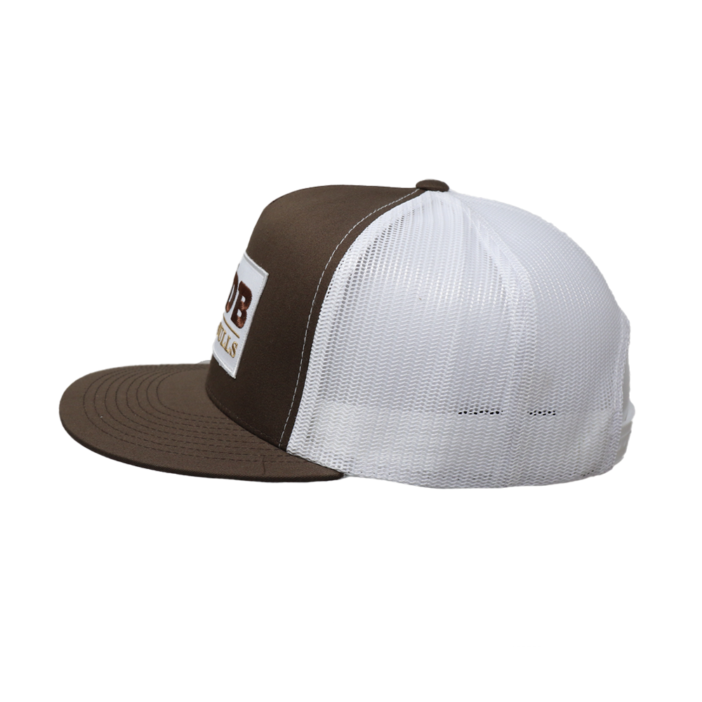 JB/DB Brown & White Mesh Flatbill