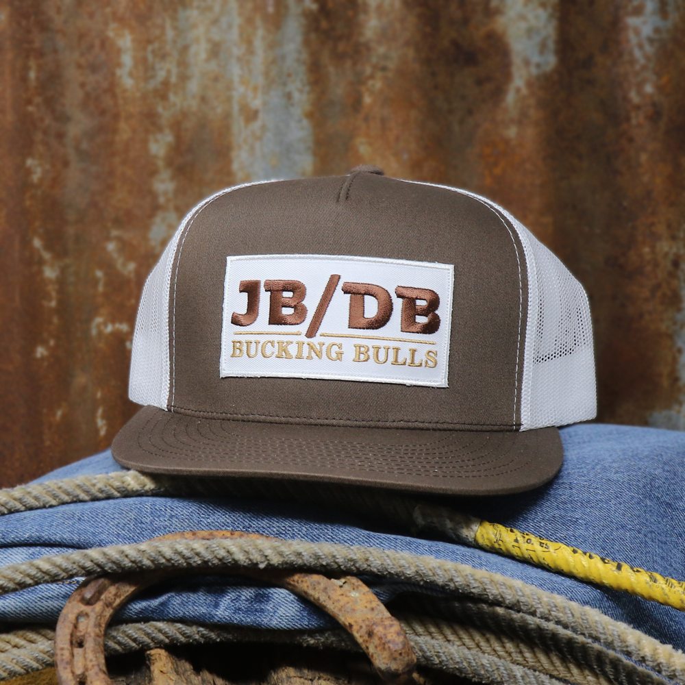 JB/DB Brown & White Mesh Flatbill