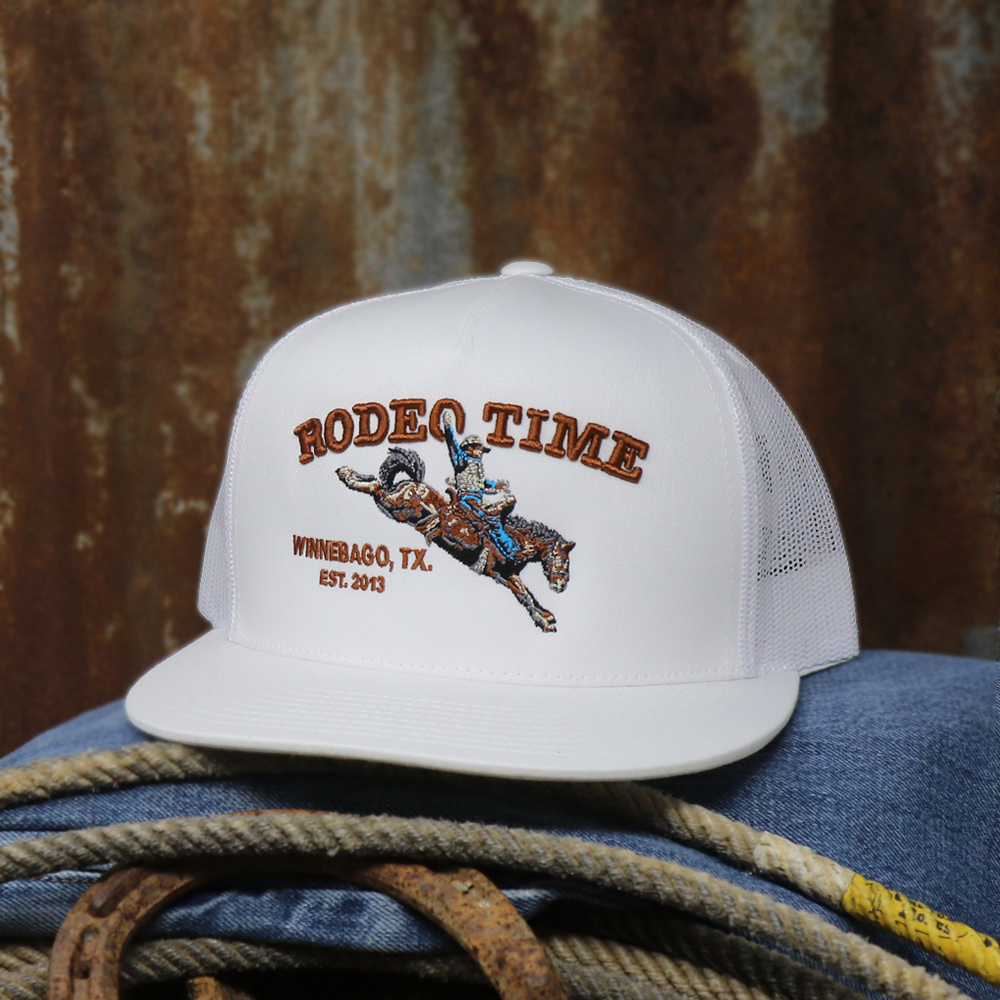 White Rodeo Time Bronc Cap