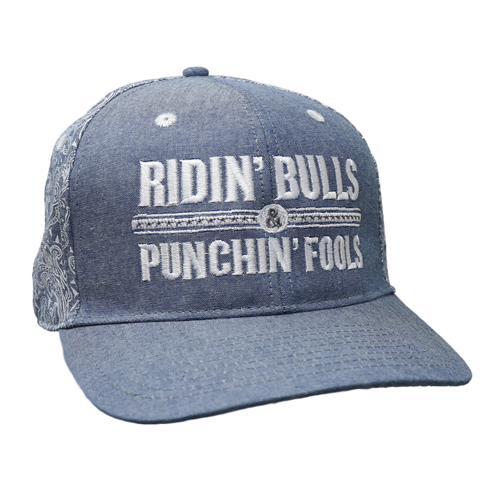 Ridin' Bulls Punchin' Fools Light Denim Paisley