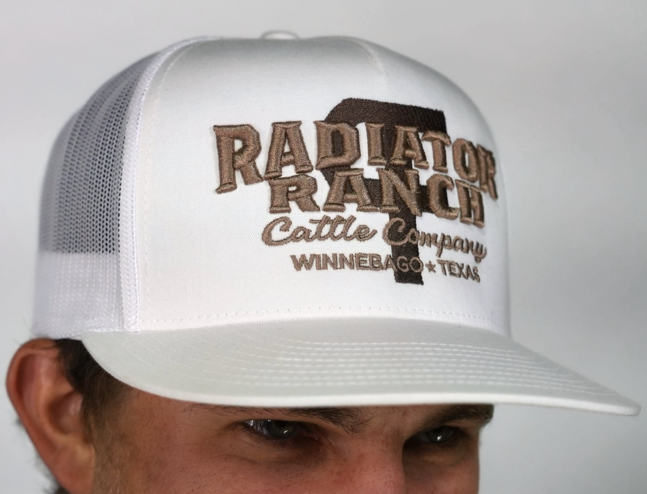 PF Brand Brown & White Meshback