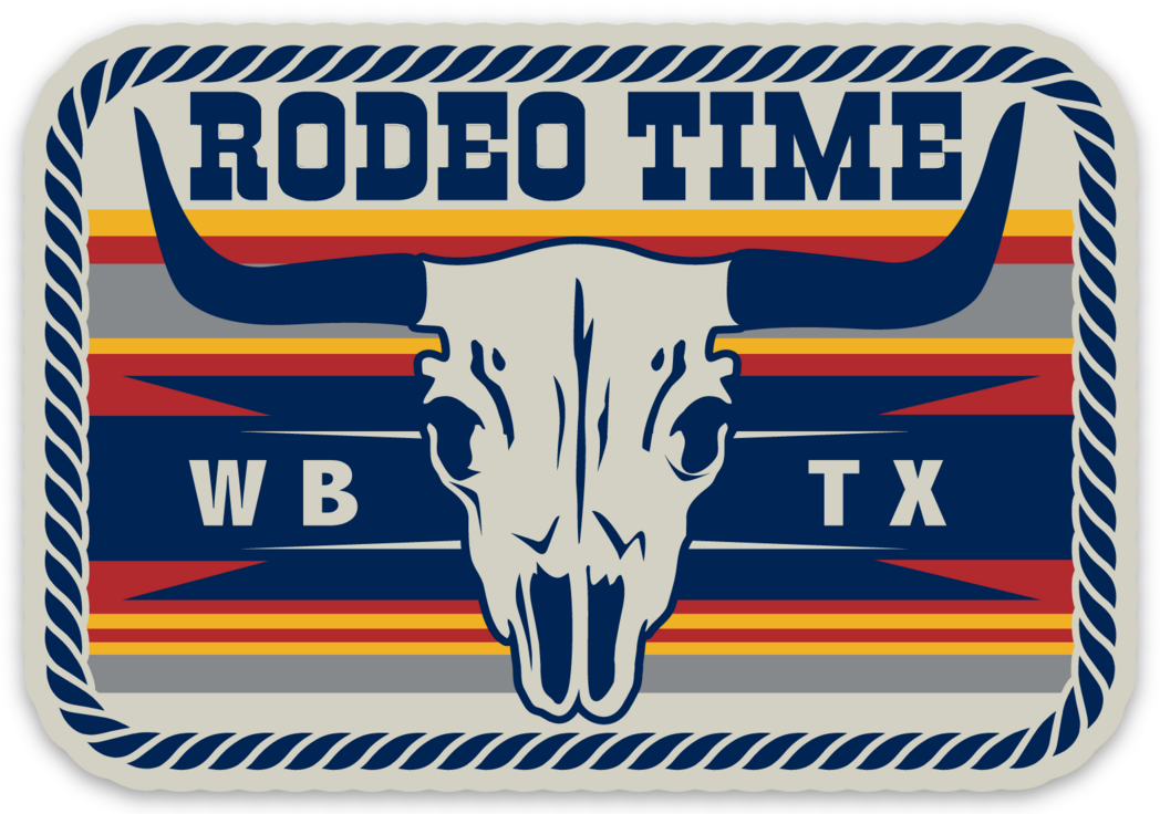 Rodeo Time Skull Badge Decal