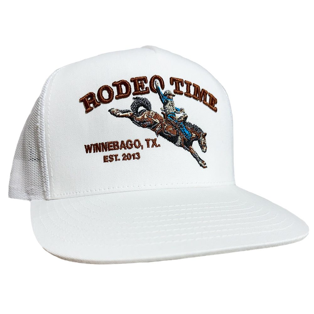 White Rodeo Time Bronc Cap