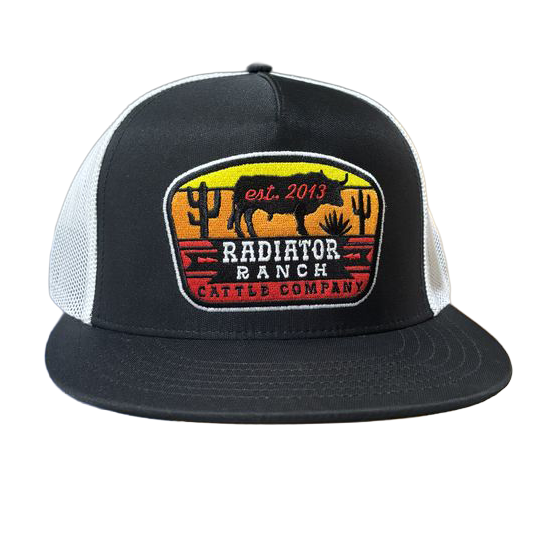 Sunset Bull Black Meshback