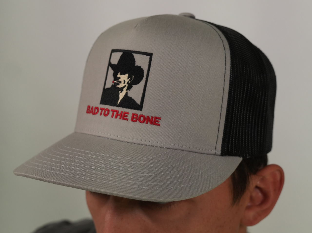 JB Bad to the Bone Light Grey & Black Meshback