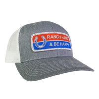 Thumbnail for Ranch Hard Be Happy Silver & White Mesh Precurved